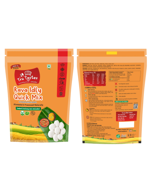 Rava Idly front and back side